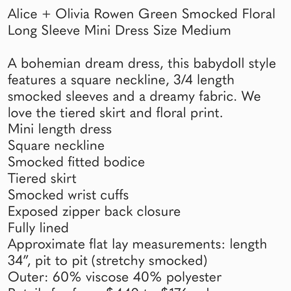 Alice + Olivia Rowen Smocked Floral Dress - Picture 10 of 10